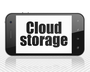 Cloud networking concept: Smartphone with Cloud Storage on display