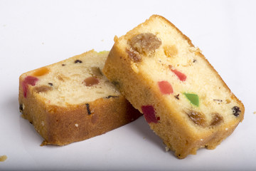 dried fruit cake standing slice set image