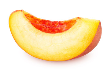 Slice of Ripe Nectarine Isolated on White Background