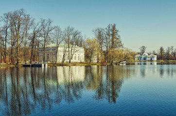The Hall on the Island pavilion and The Grotto pavilion.