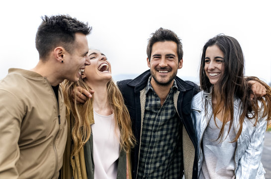 Group of friends having fun outdoors