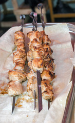 Shashlik on a grill outdoors