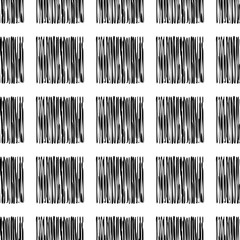 Seamless vector background of hand drawn squares. Lines textures of pen. Textile rapport.
