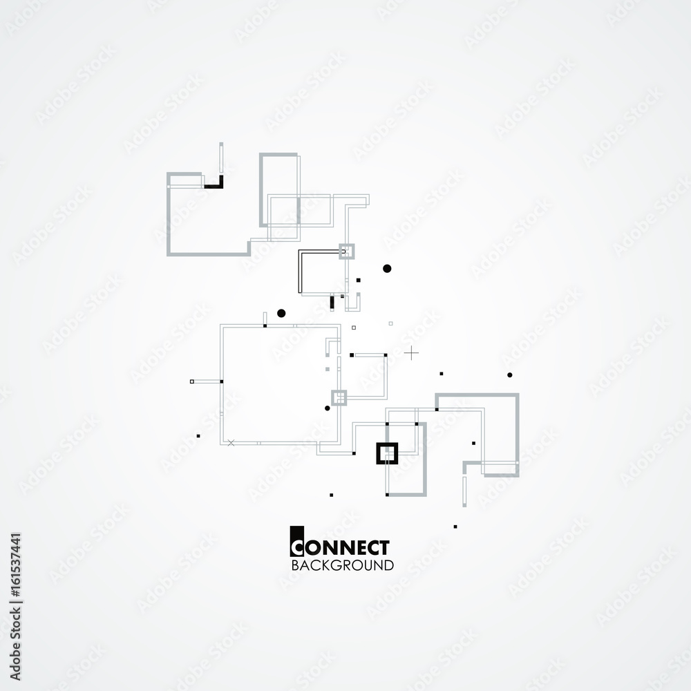 Poster line, square, circle elements. style geometric pattern. modern vector background with space for text