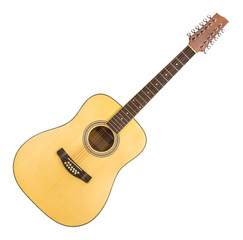 12 String Acoustic Guitar Isolated on a White Background