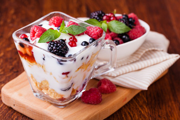 yogurt with muesli and berries