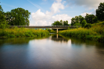View of the bridge behind the weir