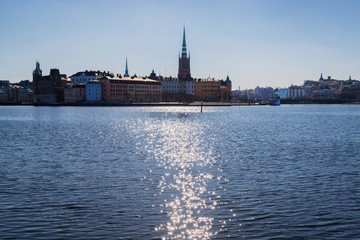 Naklejka premium City view of old town in Stockholm