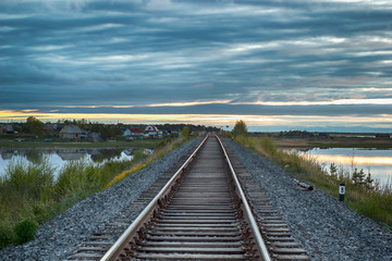Fototapeta na wymiar railway stretches into the distance