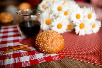 Good morning concept - Breakfast accompanied by delicious frothy espresso cookies