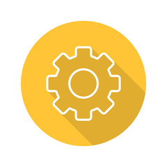 Cogwheel flat linear long shadow icon