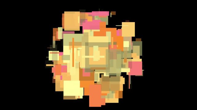 4k Abstract square box noise particles background,geometric cartoon mosaic smoke explosion,break debris pixel art pattern backdrop.