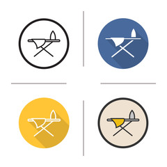 Ironing board with iron and sheet icon