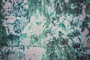 Rusted blue painted metal wall