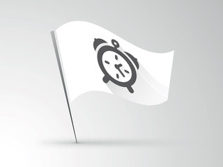 White flag with black alarm clock