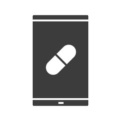 Smartphone medical app glyph icon
