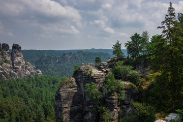 The landscape of Elbe Sandstone Mountains in Germany