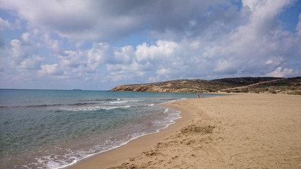 Beach Prasonisi. Rhodes Island. Greece. Prasonisi confluence of the Aegean and Mediterranean seas....