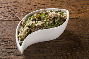 Brazilian traditional food called arroz de carreteiro