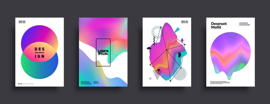 Liquid color covers set. Fluid shapes composition. Futuristic design posters. Eps10 vector.