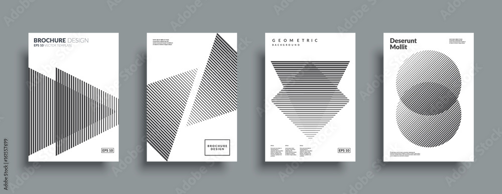 Poster minimal covers design set. simple shapes with halftone gradients. eps10 layered vector.