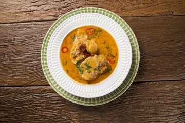 Mocoto Brazilian dish made from cow's feet, stewed with beans and vegetables