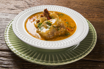 Mocoto Brazilian dish made from cow's feet, stewed with beans and vegetables