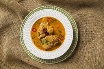 Mocoto Brazilian dish made from cow's feet, stewed with beans and vegetables