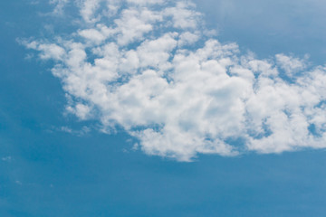 Blue sky background with tiny clouds. White fluffy clouds in the blue sky