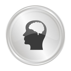 Kopf Gehirn - Verchromter Button