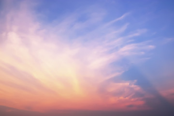 Dramatic atmosphere of sunset sky and clouds for background use.