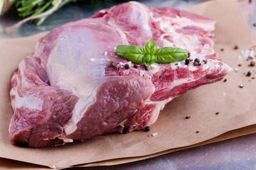 Raw organic veal chops