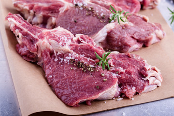 Raw organic veal chops
