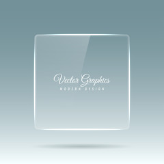Glass banner. Transparent geometric shapes.
