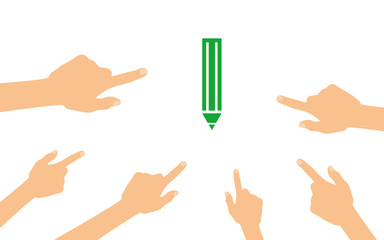 Hände zeigen auf - Bleistift