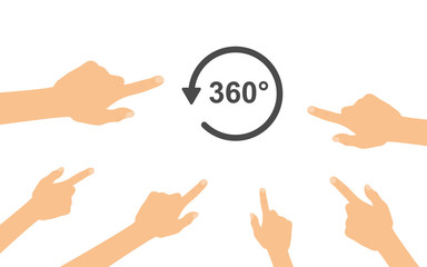 Hände zeigen auf - 360 Grad