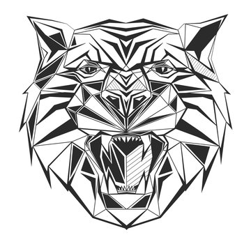 Tiger stylized triangle polygonal model