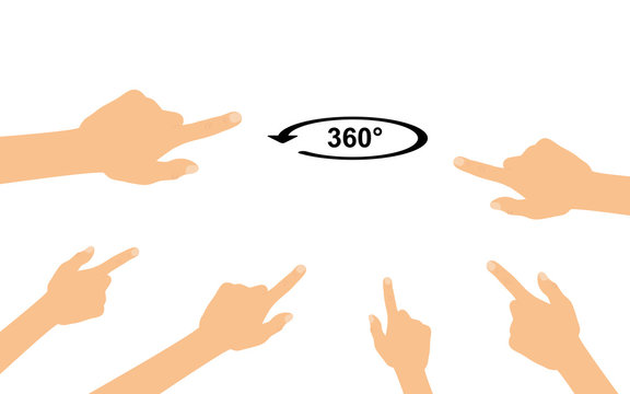 Hände zeigen auf - 360 Grad Rotation