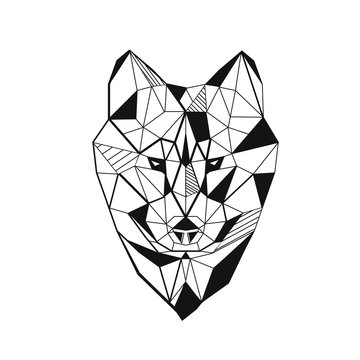 Wolf stylized triangle polygonal model