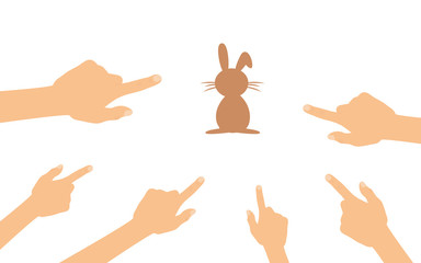 Hände zeigen auf - Häschen