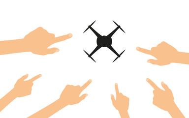 Hände zeigen auf - Drohne Kamera