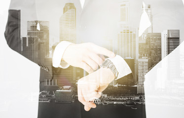 close up of businessman with wristwatch