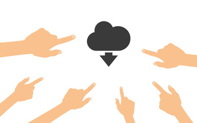 Hände zeigen auf - Wolke download