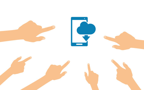 Hände zeigen auf - Handy Wolke download