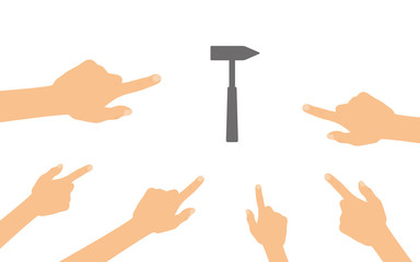 Hände zeigen auf - Hammer