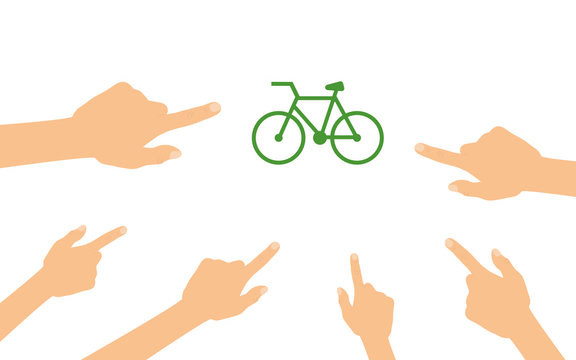 Hände zeigen auf - Fahrrad