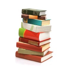 Book stack on white background