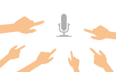 Hände zeigen auf - Mikrofon