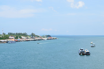 Travel by  boat at saladan