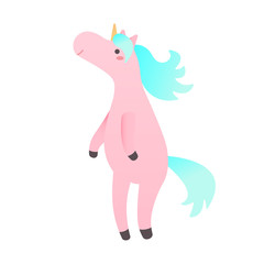 Einhorn steht auf zwei Beinen